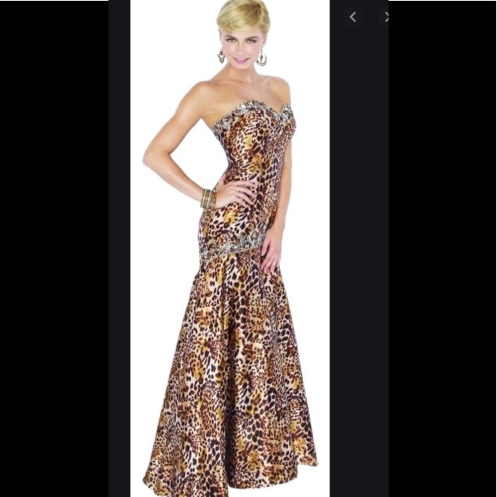 Mori Lee Leopard beaded gown